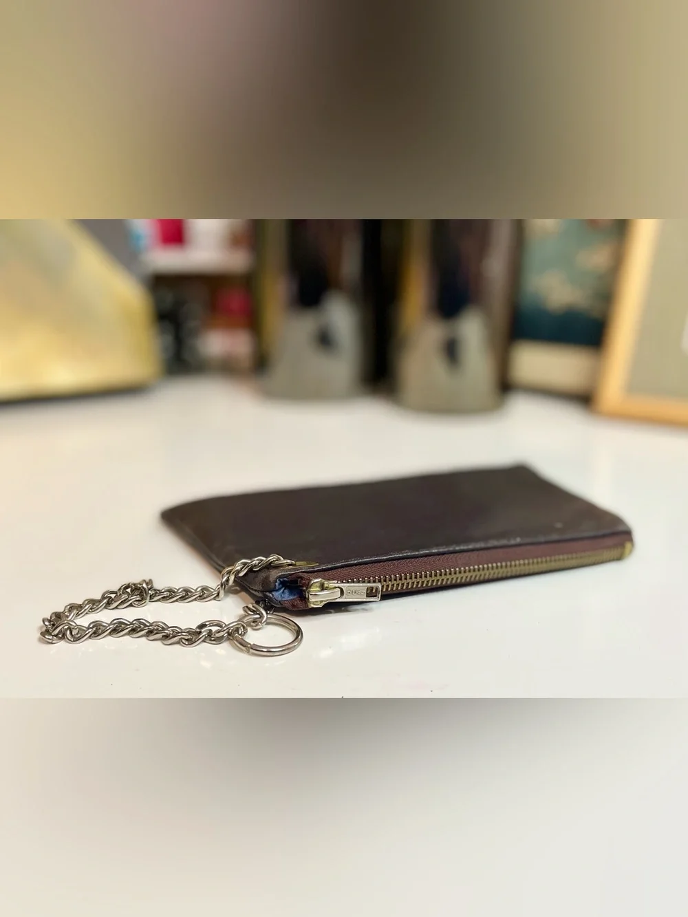 Y2k Leather Chain-Accent Crossbody Clutch